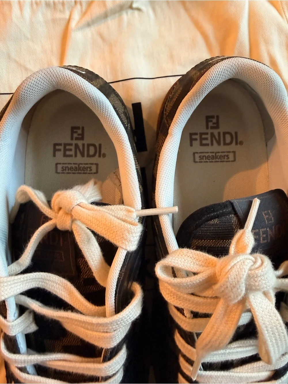 Authentic Fendi Match FF Monogram Suede Low-Top Sneakers Size 9 (Fits 8.5)
